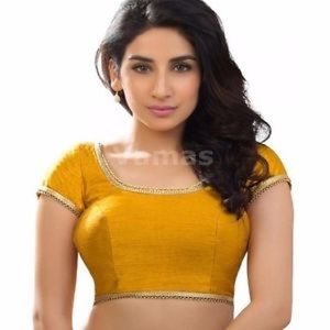 Bright yellow and gold sari blouse!
